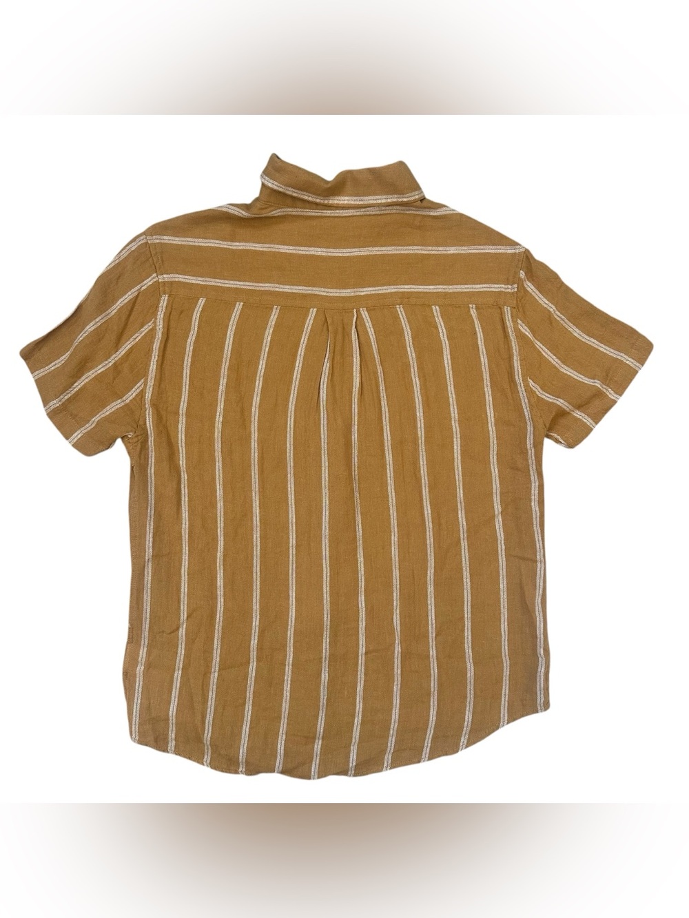 Katin Alan Ochre White Striped Linen Cotton Blend Short Sleeve Shirt Size Small - Picture 5 of 7